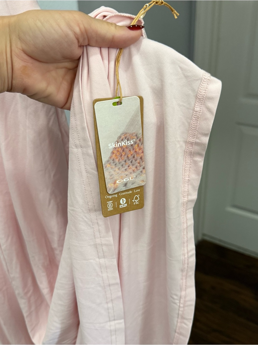 NWT OGL Eco-SkinKiss® Flutter Sleeve New Airy Bra Midi Dress Pink Size Small - Picture 3 of 7